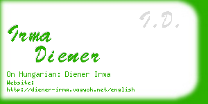 irma diener business card